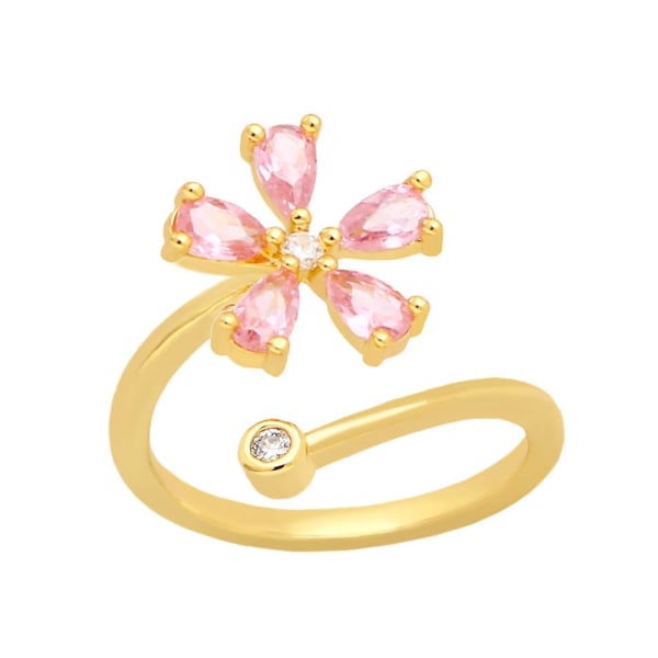 Ring Vintage Zircon Flower Stud Fashion smykker Ac10562 Pink