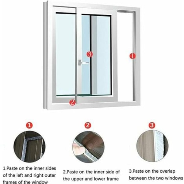 6 m borstremsa, vindtät och dammtät självhäftande självhäftande borsttätning för rörliga fönster och dörrar, 9 mm bredd x 9 mm
