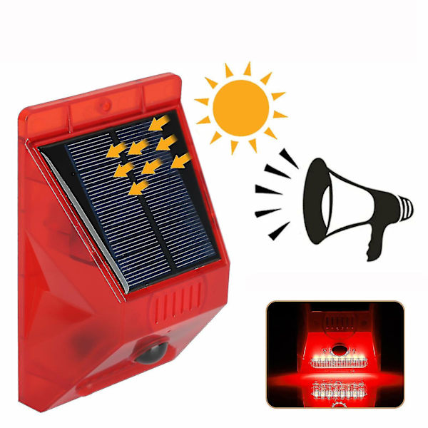 Solar Advarselslys 129db Solar Alarm Strobe Lys Bevægelsessensor Fjernbetjening
