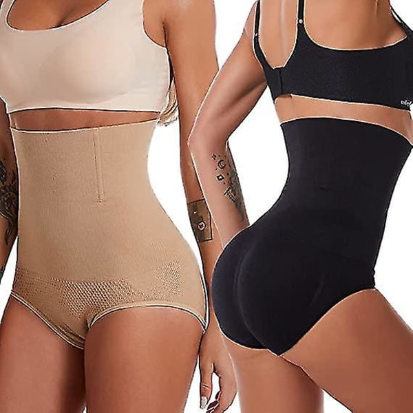 Stringtrosa Shapewear hög midja kontroll trosa för magen Black XL and 2XL