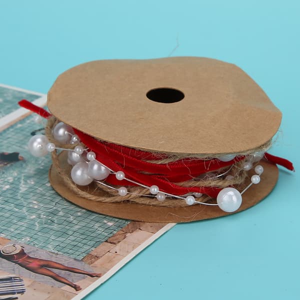 2 Yard/1,8m Vakkert Perlebånd DIY Julepynt Dekorasjon Emballasjemateriale