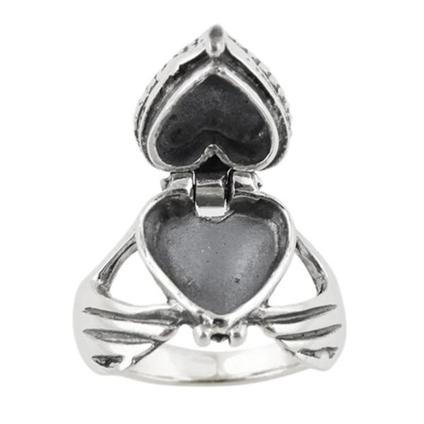 Kvinnerring holder et hjerte som kan åpnes Tilbehør Mote Utseende Bright Luster Fingerring til bryllup Silver US 9