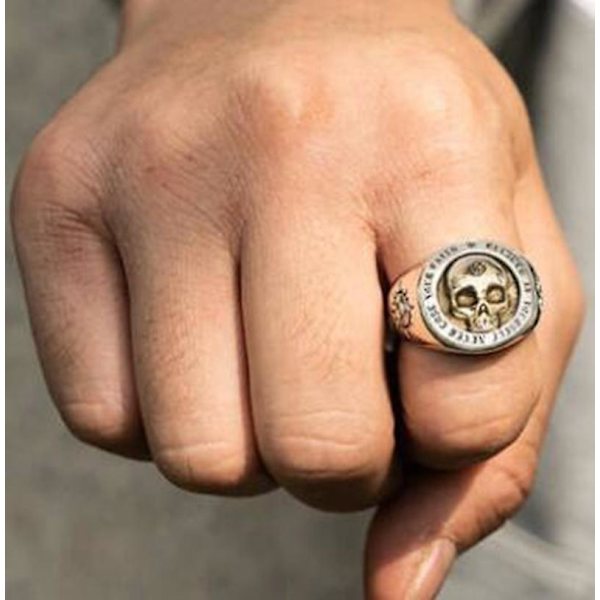 Trendig Punk Style Metal Skull Ring För Män Trendig Goth Biker Ring Party Street Smycken Present