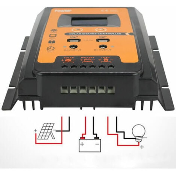 30/50/70A MPPT PWM aurinkolatausohjain 12V/24V aurinkopaneelijärjestelmälle Ip32-akun latausohjain LCD-näyttö