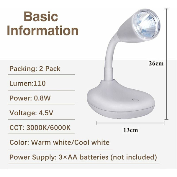 1w3000k rör led sänglampa läslampa USB laddning bekvämt skåp sovrumsbatteri fjärrkontroll skrivbordslampa, för läsning