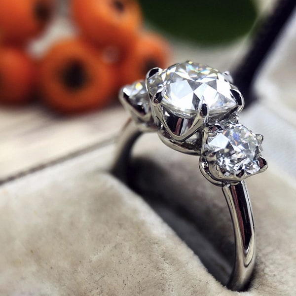 Kvinnor Ring Fyrkantig Form Dubbla Färger Smycken Geometrisk Cubic Zirconia Finger Ring Födelsedagspresenter Silver US 6