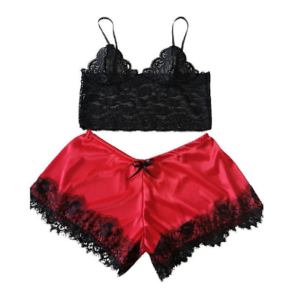 Kvinder Blonde Nattøj Nattøj Cami Toppe + Shorts Lingeri Red S