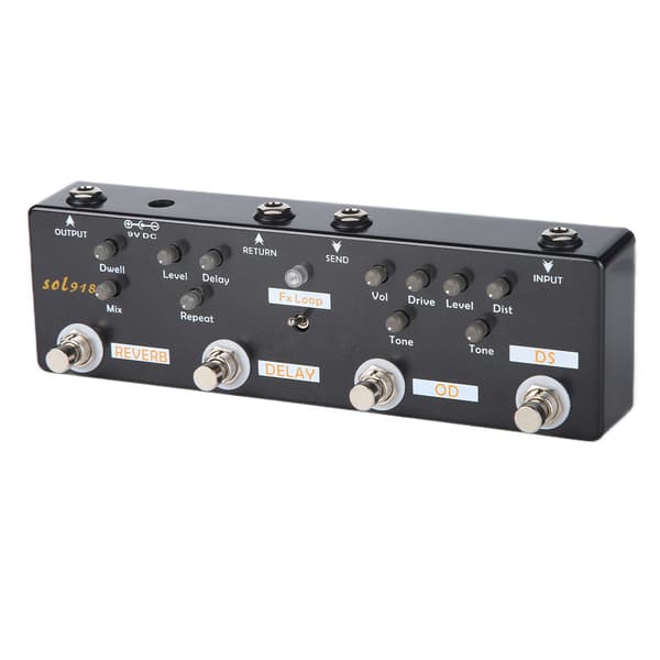 5 Modus Reverb Delay Gitar Effekt Pedal med LOOP Distortion Overdrive og Tuning Tilbehør