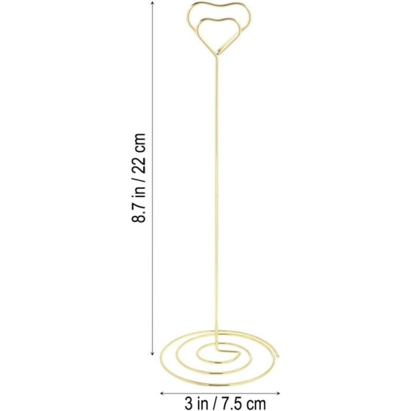 10st 220MM Guld Hjärtform Bordsnamnhållare, Bordsnummer Visitkortslappar Fotomenyhållare Bröllopsfest