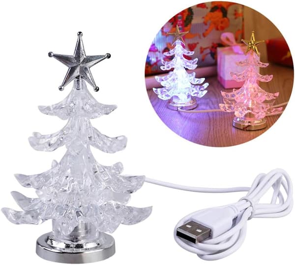 2-pack LED Christmas Tree Table Lamp, Colorful Acrylic Christmas Tree