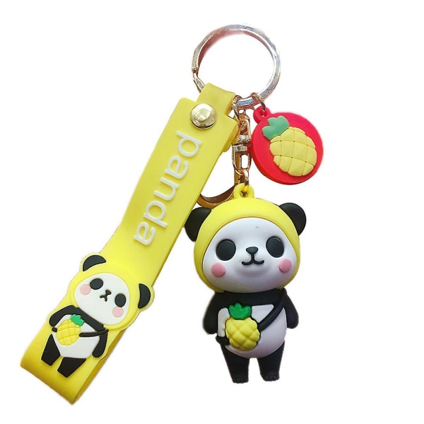 Söt Panda nyckelring nyckelring docka kreativa djur nyckel hänge Yellow Pineapple