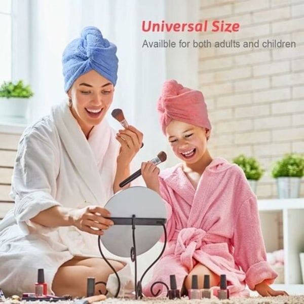 Hårhåndklæde, 2 stk Hårtørrende håndklæder, Superabsorberende mikrofiber hårhåndklæde turban med knapdesign Tørt hår hurtigt fo