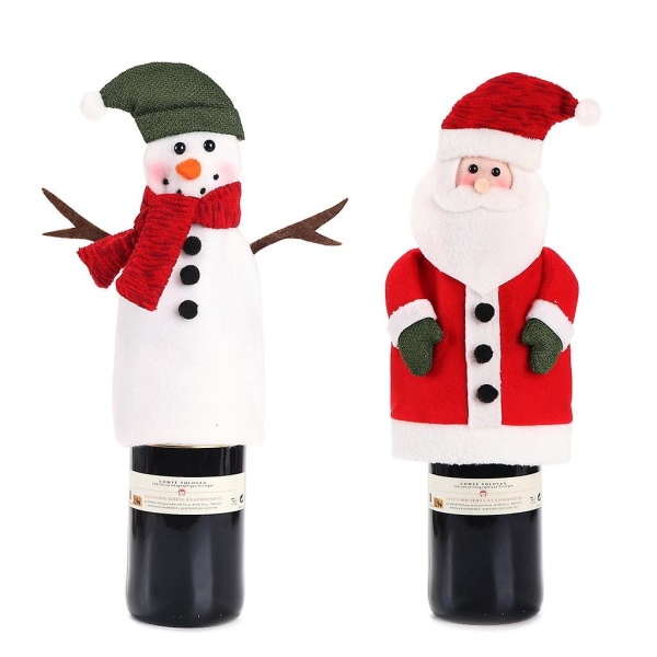 Julevinflaskepose Snowman Santa Claus (2 stk)