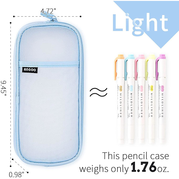 Mesh Case Pennfodral med dragkedja Klar sminkfärgpåse Kosmetikaväska Multi-purpose Reseskola Tonårsflickor Transparent Stationär väska Kontor