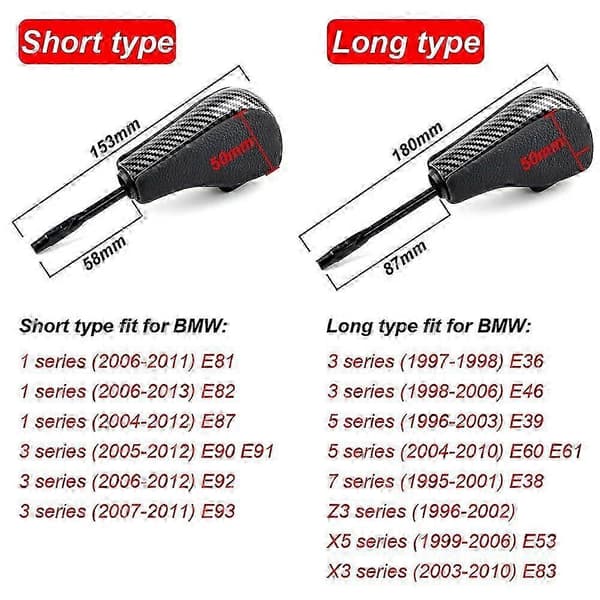 Automatisk bil gearskifteknop til BMW E39 E46 E53 E60 E61 E63 E64 E81 E82 E87 E90 E91 E92 E93 E83 ABS kulfiber bilstyling