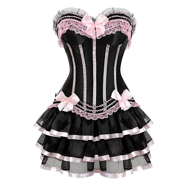 S-6xl Naisten seksikäs korsetit Overbust korsetti ja set Pink S