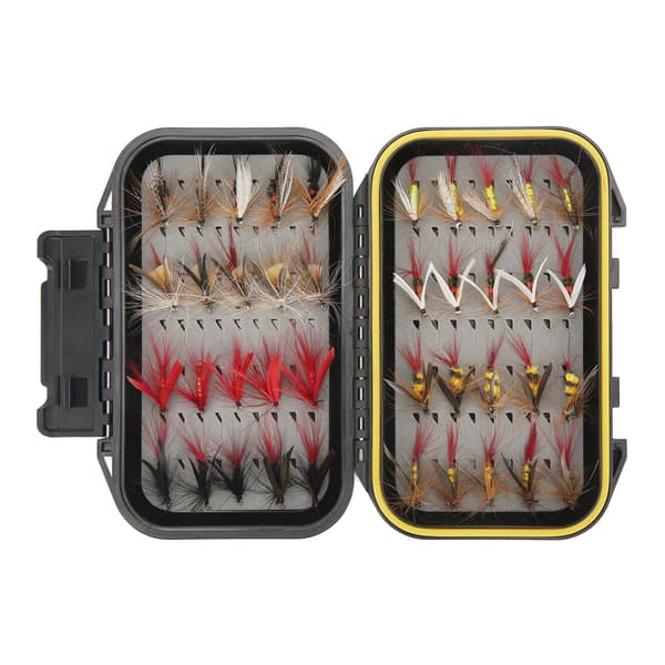 40 stk. fluefiskefluer sett i rustfritt stål, sluk og agnboks