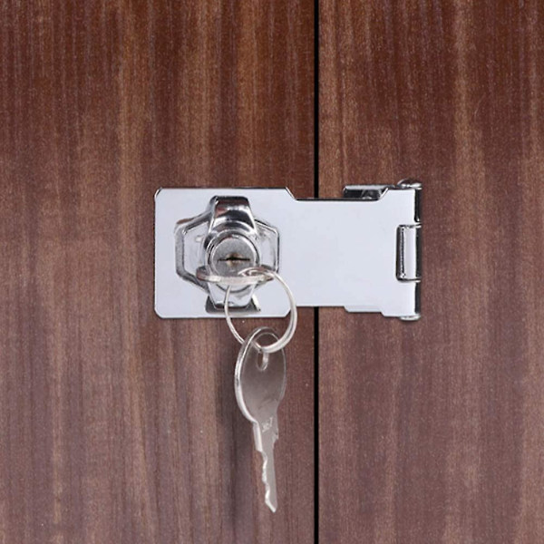 Nyckellås Hasp, Heavy Duty Hasp Clip med inbyggt lås, självlåsande dörrlås för fönsterdörr, husdjursburskåp