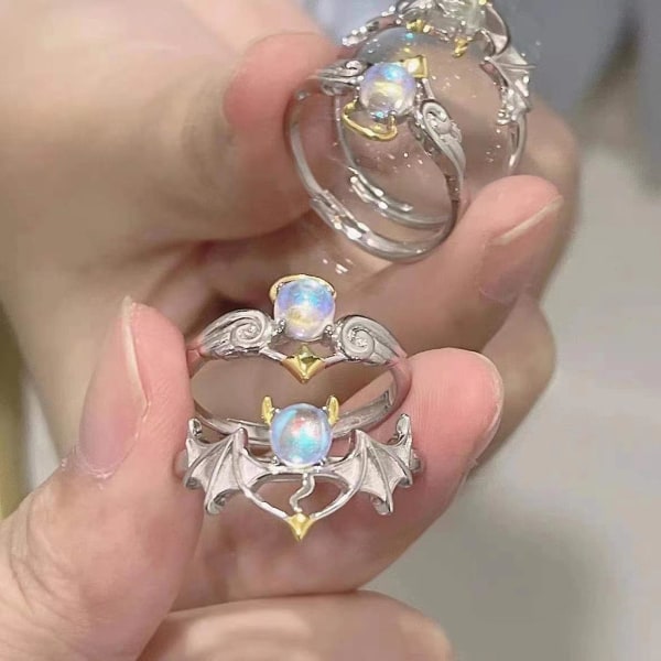 Par Ring Åpning Justerbar Menn Kvinner Shining Faux Moonstone Finger Ring For Wedding B