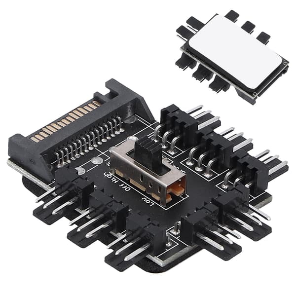 8-vejs Computer Blæser Hub Splitter Hastighedsregulator 3-Pin Forlængerkabel SATA Interface
