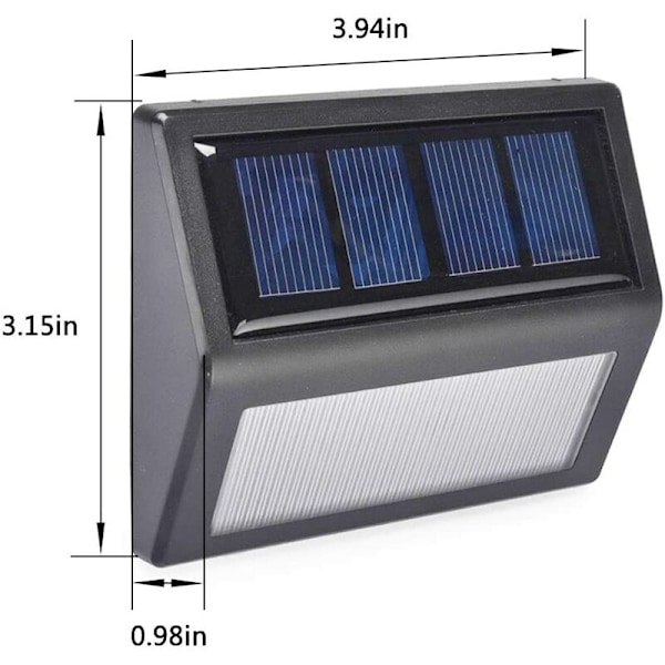 Pack soldrivna uteplatslampor, vattentäta LED-solar stegljus för uteplats staket vägg gångvägar, dagsljus vit