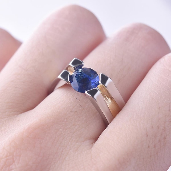 Mote kvinner Faux Sapphire Innlagt Geometrisk Finger Ring Party Smykker Gave US 8