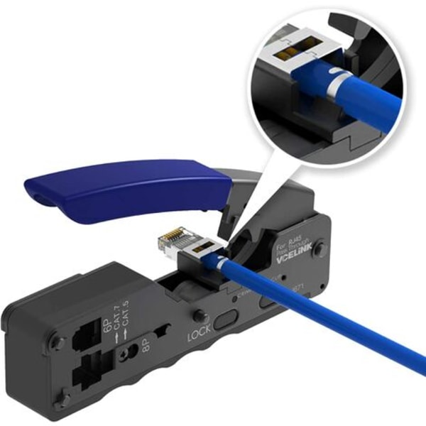 GJ671BL RJ45 krympeverktøy for CAT5/CAT5E/CAT6/CAT6A/CAT7 nettverkskontakt RJ45 nettverksplugg Crimp og telefonuttak