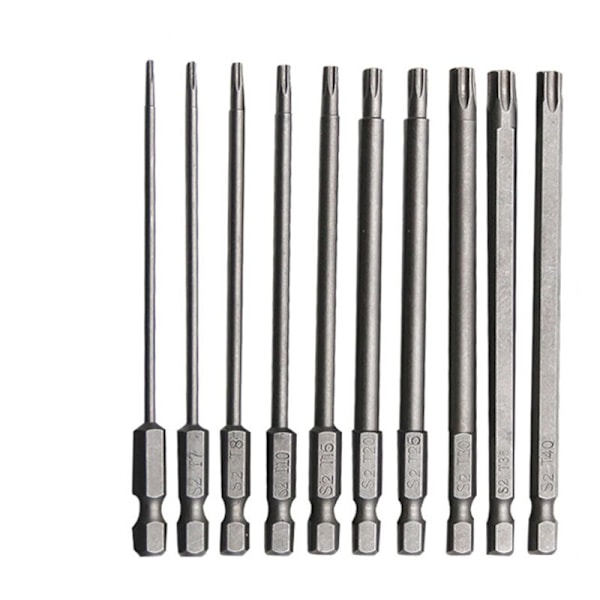 10 kpl kromivanadiumiseoksesta terästä pitkä Torx-terä 75mm pitkä ruosteenkestävä ruuvitaltan set ruuvitaltan sähköporaan