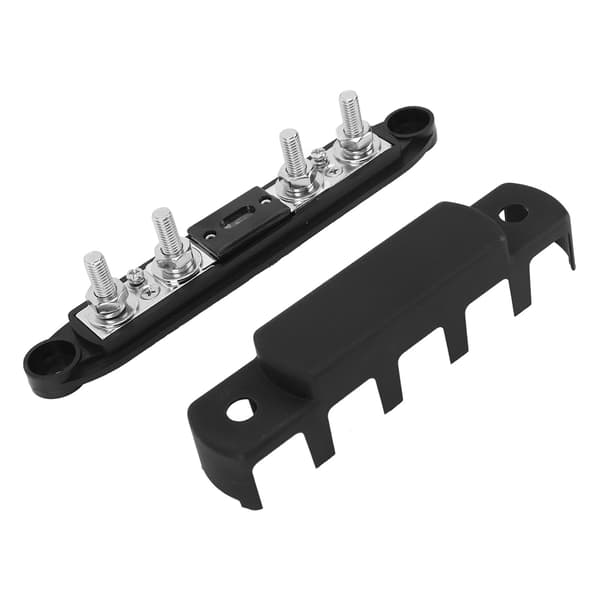 DC12V til 48V 300A Strømfordelingsblok M8 4 Studs Samleskinne til Bil RV Skib Marine Sort