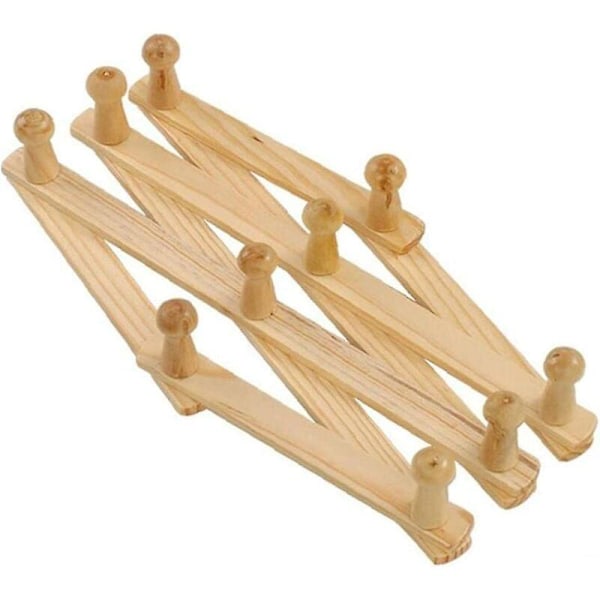 Naturtræ Frakkeholder Væghængt Udvidbar Accordion Peg Hanger Hat Skab Krog Udvidende Dør Foldbar Træ Frakkeholder