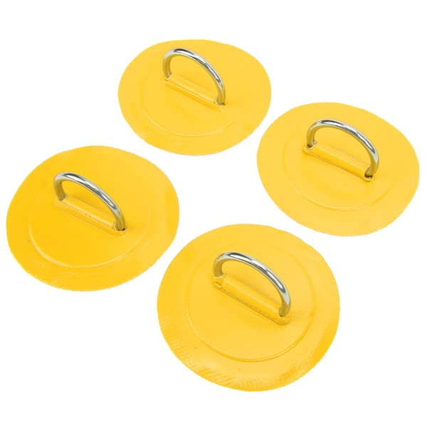 4 st Uppblåsbar Båt D Ring Patch PVC Hållbar Marin Rostfritt Stål Fast Spänne Gul