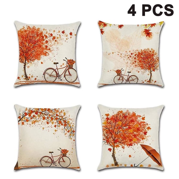 Höstkuddfodral 45*45cm För höstdekor Set med 4 kuddfodral Maple Leaf Theme