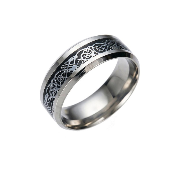 Stilfuld mænd titan stål glat overflade bryllup band finger ring smykker gave Black and Silver US 8
