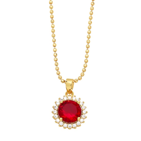 Halskjede Vintage Zircon Geometry Stud motesmykker Ac9432 Red