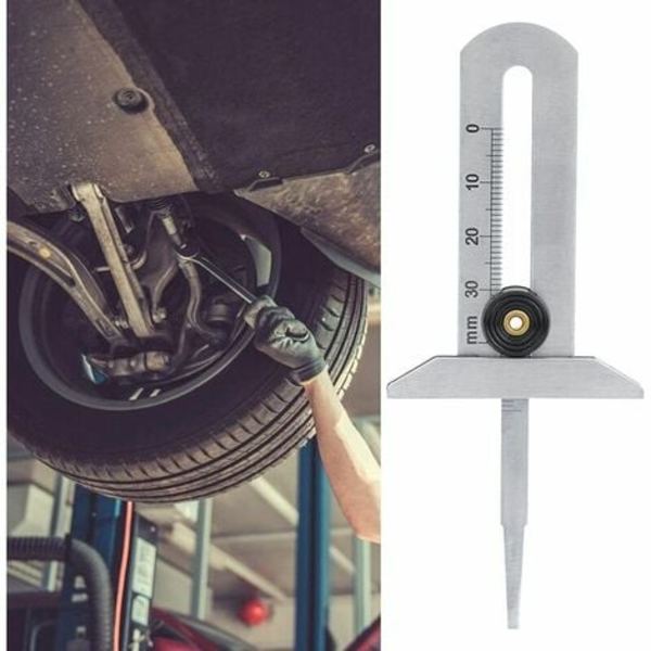 Styck Däckmätare, Portabla djupmätare för bildäck i rostfritt stål, Justerbar djupmätare med låsskruvar, 0 till 30 mm