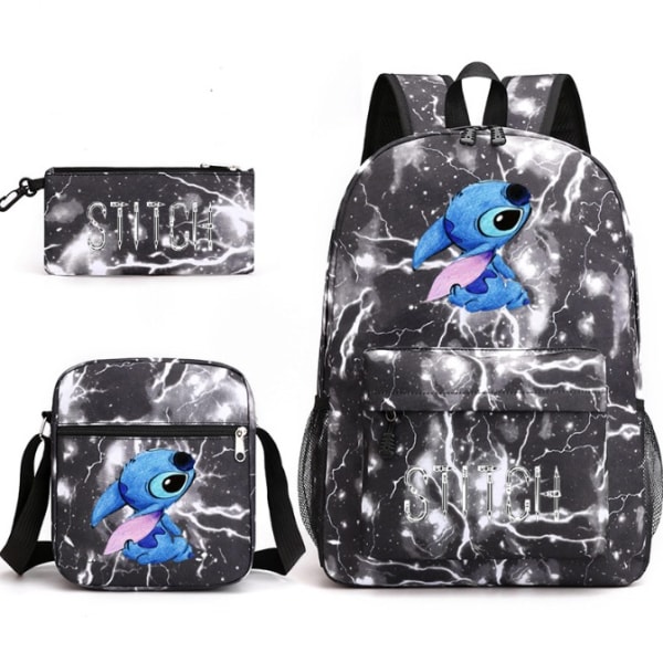 Lilo Stitch Ryggsäck Tredelad Set Skolväska-blixtsvart lightning black