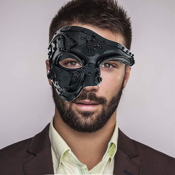 Robotmask i metall, maskeradfest för Halloween Gold