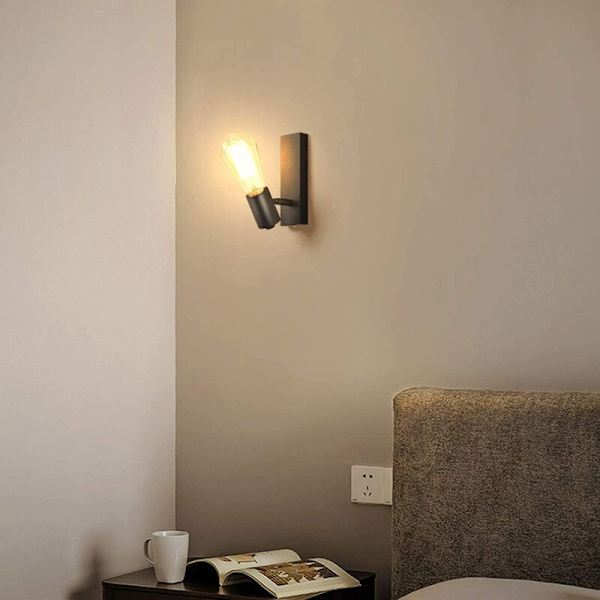 Svart vegglampe 350 grader svingbar svart metall vegglampe Soverom Sengelampe Hotellvei Trapp Vegglampe
