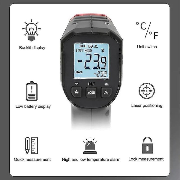 Uni-t digitalt termometer Ut306s Berøringsfri industriell infrarød lasertemperaturmåler Temperaturpistol Tester-50-500