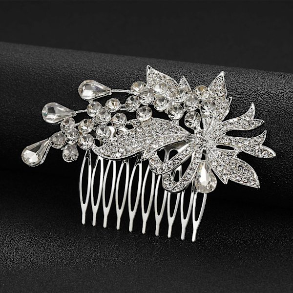 Hårkamlegering Inlagd Rhinestone Butterfly Leaf Comb Daily Casual Headwear 1