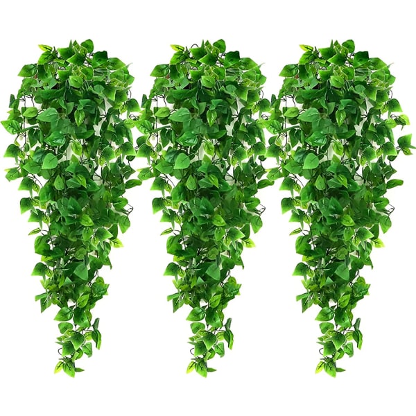 Packa konstgjorda hängande växter, 110 cm falska hängande växter falska murgröna vinstockar för väggdekoration inomhus utomhus