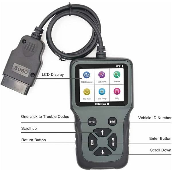 Universell OBD2 bildiagnosverktyg med franskt stöd för läsning och radering av OBDII motorfelkoder