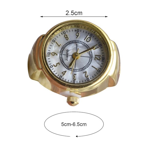 Watch Ring Dekorativ Klar Urtavla Smycken Klocka Kvarts Analog Finger Ring Klocka För Watch Golden 2