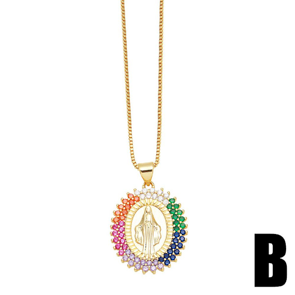 Kaulakoru Vintage Zirkoni Neitsyt Maria Heart Stud Muotikorut Ac9120 C