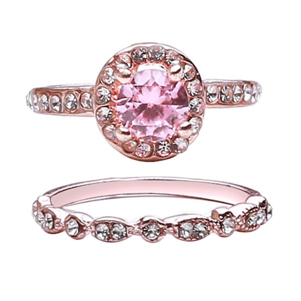 2st Kvinnor Faux Zircon Rhinestone Finger Ring Smycken Förslag Bröllopspresent Pink US 10