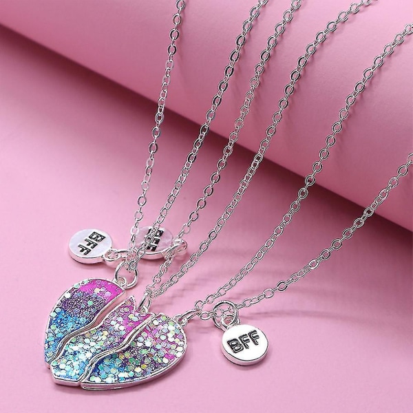 3 stk/sett Best Friends Halskjede Split Heart Puzzle Pendant Kjede Girls Accessory Gift