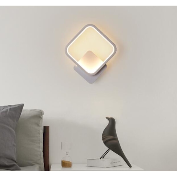 LED væglampe, vægdekoration til altan/stue/trappe/soveværelse/børneværelse (firkantet hvid, m