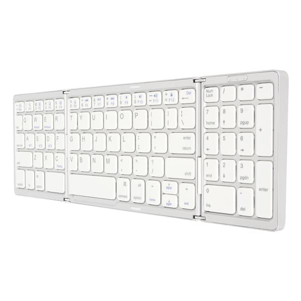 Bluetooth Triple Fold Trådløst Tastatur Multi Enhedsforbindelse til Laptop Tablet Telefon Sølv Hvid