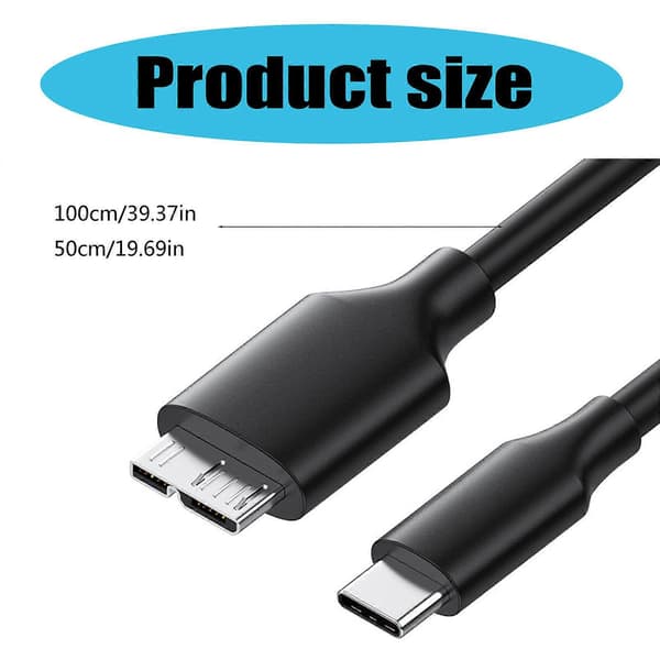 USB C till B 3.0-kabel Snabb datasynkroniseringskabel för bärbara datorer hårddisk USB typ C B-kabel 1m