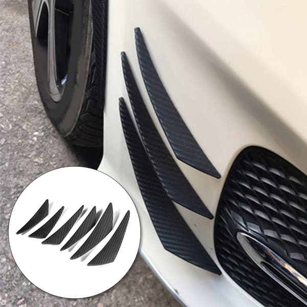 6 stk. Kulfiber Bilkofanger Fin Canard Splitter Diffuser Valence Spoiler Læbe